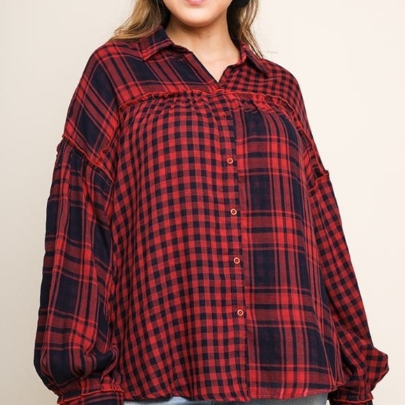 Plaid & Check Print Long Sleeve Button Up Shirt XL - Picture 4 of 8